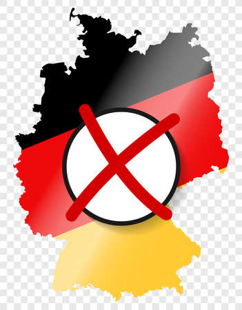 Germany election 2021. German country map with cross vote. Vector illustration on transparent backgroundのイラスト素材