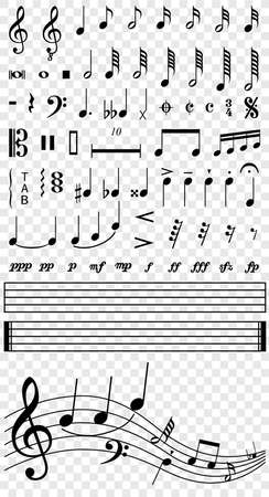 Music notes set symbol icon black vector illustrationのイラスト素材