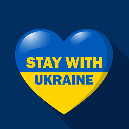 Stay with Ukraine heart vector icon illustration with Ukraine flagのイラスト素材