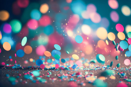 Colorful birthday and carnival party confetti background. Generative AIの素材
