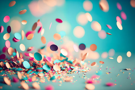 Colorful birthday and carnival party confetti background. Generative AIの素材