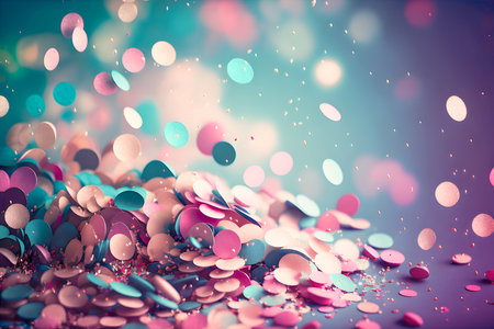 Colorful birthday and carnival party confetti background. Generative AIの素材