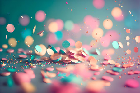 Colorful birthday and carnival party confetti background. Generative AIの素材