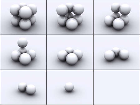 3d rendered image of 4 spheres in steps. Very detailed with reflection.の写真素材
