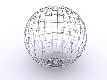 3d rendered image of a sphere. Lattice = An open framework made of strips of metal, wood, or similar material overlapped or overlaid in a regular, usually crisscross pattern.の写真素材