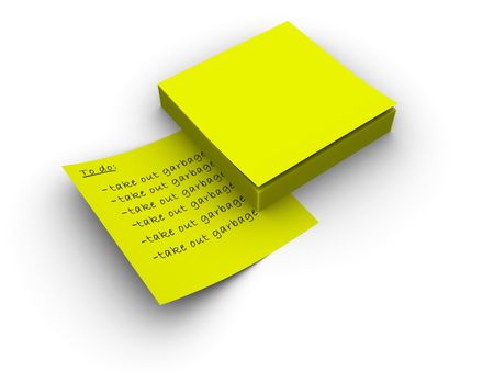 3d rendered image of a pad of yellow post-it notes. Easy to add your own text or graphic.の写真素材