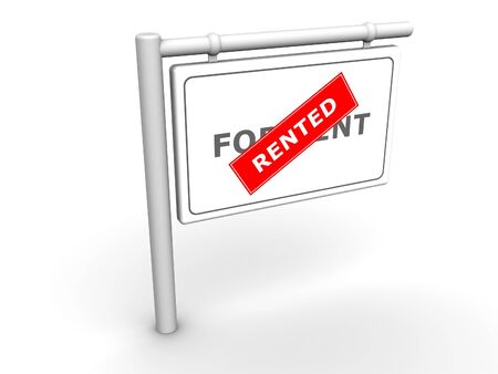 3d rendered image of a For Rent/Rented sign.の写真素材