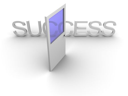 3d rendered image of an open door leading to success.の写真素材