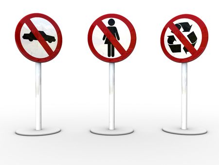 3d rendered image of 3 NO/STOP signs.の写真素材