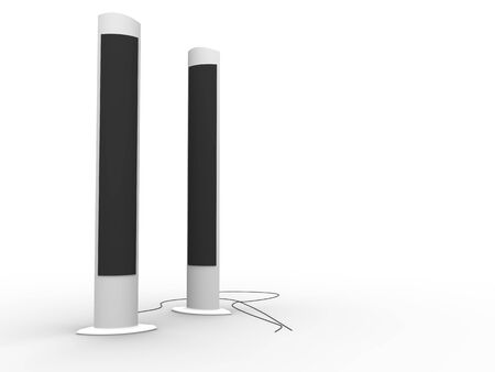 3d rendered image of two tower speakers and wires.の写真素材