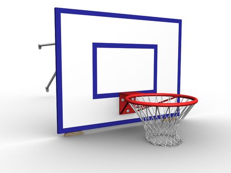 3d image of a basketball hoop with net on a backboard.の写真素材