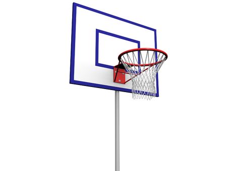 3d image of a basketball hoop with net on a backboard.の写真素材
