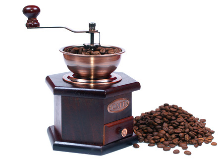 Grinder and coffe isolatedの写真素材