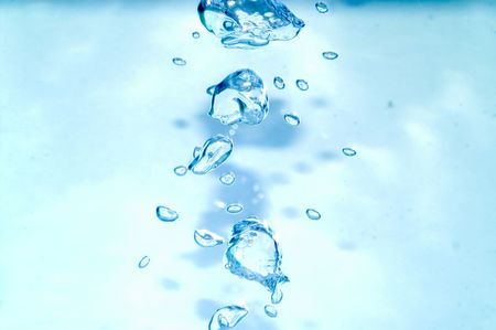 Abstract big bubble air in blue water.