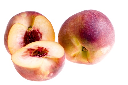Cut peach isolated macroの写真素材