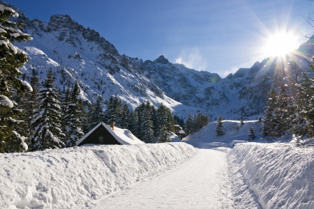 Panoramic Polish Tatras in winter sceneryの写真素材