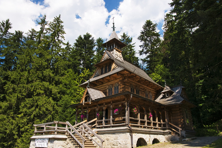 Jaszczurówka, the historic church in the Polish Tatrasの写真素材