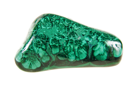 Malachite green stone, semi-precious mineral on a white background.の写真素材