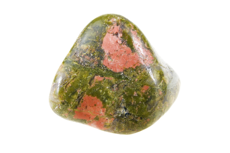 Unakit, beautiful semi-precious stone isolated on white background.の写真素材