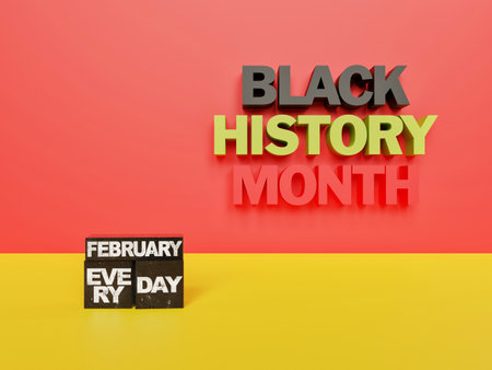 Calendar blocks for celebrate in february black history month awareness - 3d illustration conceptの写真素材