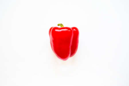 Red bell pepper isolated in studio with a white background ready for clippingの写真素材