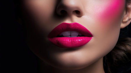 Sassy and seductive lips in a vibrant shade of fuchsia created with Generative AIの素材