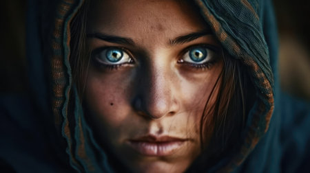 Her eyes are like windows to her soul revealing her innermost thoughts and emotions created with Generative AIの素材