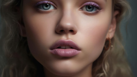 Dreamy and romantic lips in a soft pastel hue created with Generative AIの素材