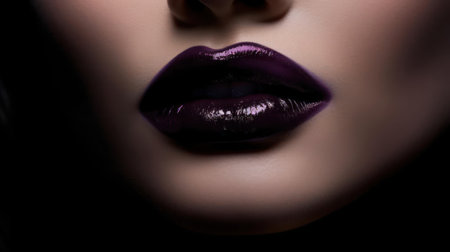 Mysterious captivating lips in a mysterious shade of deep purple created with Generative AIの素材