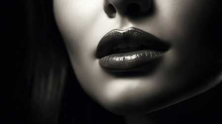 The curve of her lips was delicate and graceful created with Generative AIの素材