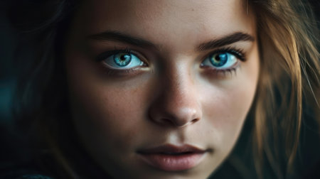 Her gaze is intense and penetrating like she sees right through you created with Generative AIの素材