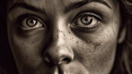 Her eyes are like windows to her soul revealing her innermost thoughts and emotions created with Generative AIの素材