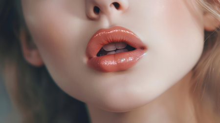 Her lips were so soft and delicate they looked almost translucent created with Generative AIの素材