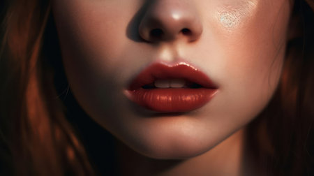 Her lips were so soft and delicate they looked almost translucent created with Generative AIの素材