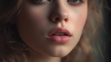 Her lips were delicate and pink like a summer sunset created with Generative AIの素材