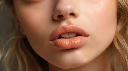 Light airy lips in a soft pastel color created with Generative AIの素材