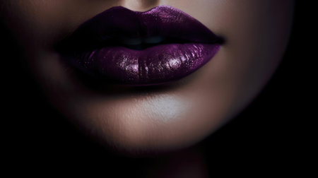 Bold confident lips in a daring shade of purple created with Generative AIの素材
