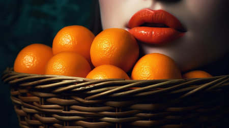 Her lips were full and shapely like a juicy fruit basket created with Generative AIの素材