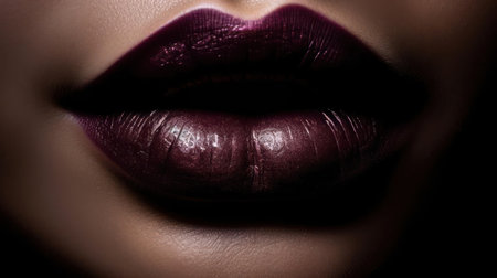 Mesmerizing and mystical lips in a deep shade of plum created with Generative AIの素材