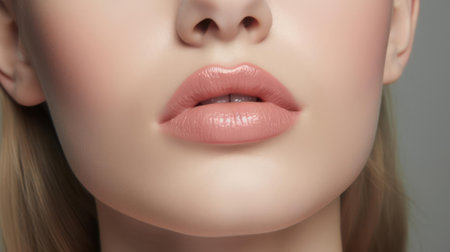 Light airy lips in a soft pastel color created with Generative AIの素材