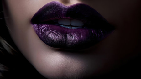 Mysterious captivating lips in a mysterious shade of deep purple created with Generative AIの素材