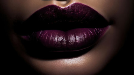 Mesmerizing and mystical lips in a deep shade of plum created with Generative AIの素材