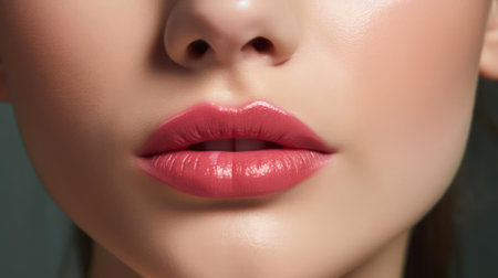 Rosy lips that are full and flawless created with Generative AIの素材