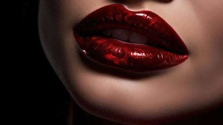Sizzling bold lips that are unforgettable to the eye created with Generative AIの素材
