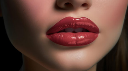 Soft supple lips with a hint of shine created with Generative AIの素材