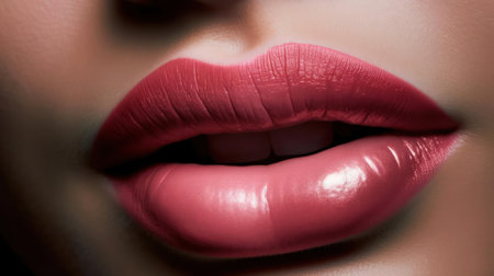 Shiny luscious lips with a light tint of pink created with Generative AIの素材