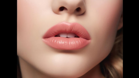 Soft and pretty lips accentuated with a subtle blush created with Generative AIの素材