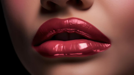 Luminous lips that are perfectly lined and filled created with Generative AIの素材