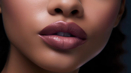 Perfectly defined lips with a natural mauve tint created with Generative AIの素材