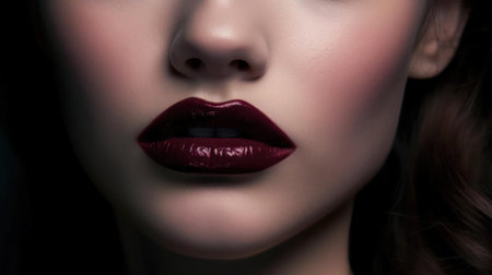 Seductive lips with a deep burgundy tone created with Generative AIの素材